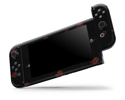 Anime Town Creations Nintendo Switch Naruto Akatsuki Headband Vinyl +Tempered Glass Skins - Anime Naruto Switch Skin