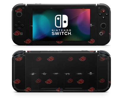 Anime Town Creations Nintendo Switch Naruto Akatsuki Headband Vinyl +Tempered Glass Skins - Anime Naruto Switch Skin