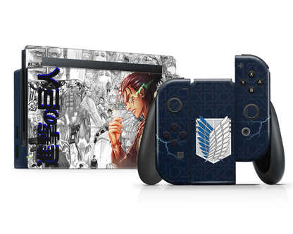 Anime Town Creations Nintendo Switch Attack on Titan Eren Yeager Hype Vinyl only Skins - Anime Attack on Titan Switch Skin