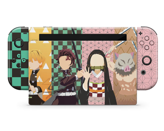 Anime Town Creations Nintendo Switch Demon Slayer Minimalist Gang Vinyl only Skins - Anime Demon Slayer Switch Skin