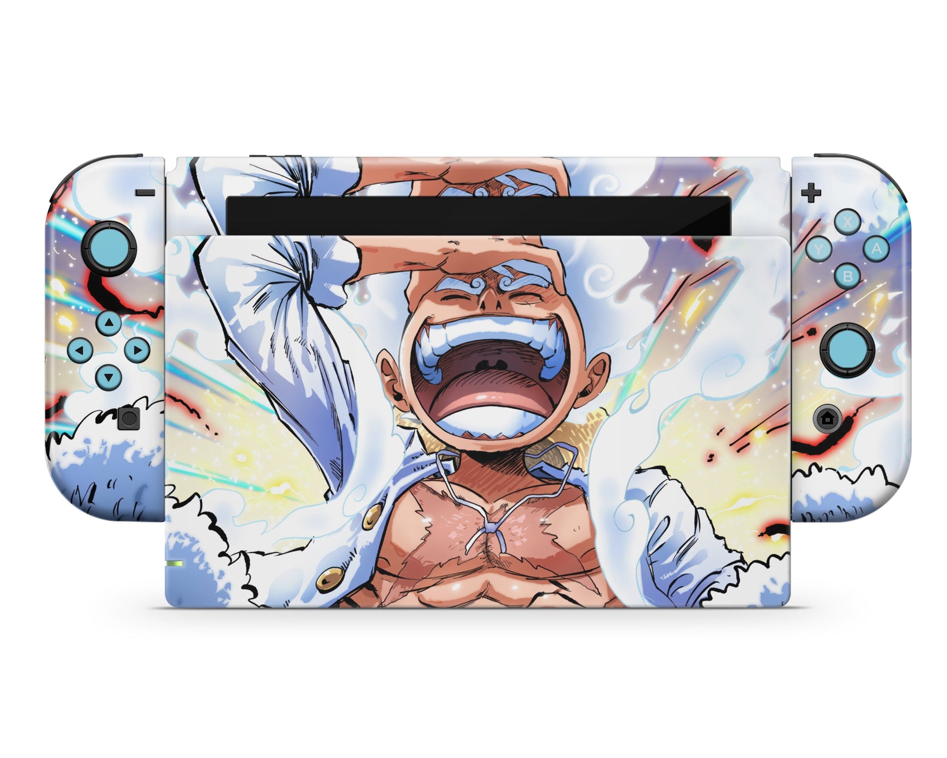 Anime Town Creations Nintendo Switch One Piece Luffy Gear 5 White Vinyl only Skins - Anime One Piece Switch Skin