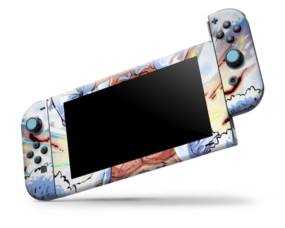 Anime Town Creations Nintendo Switch One Piece Luffy Gear 5 White Vinyl +Tempered Glass Skins - Anime One Piece Switch Skin