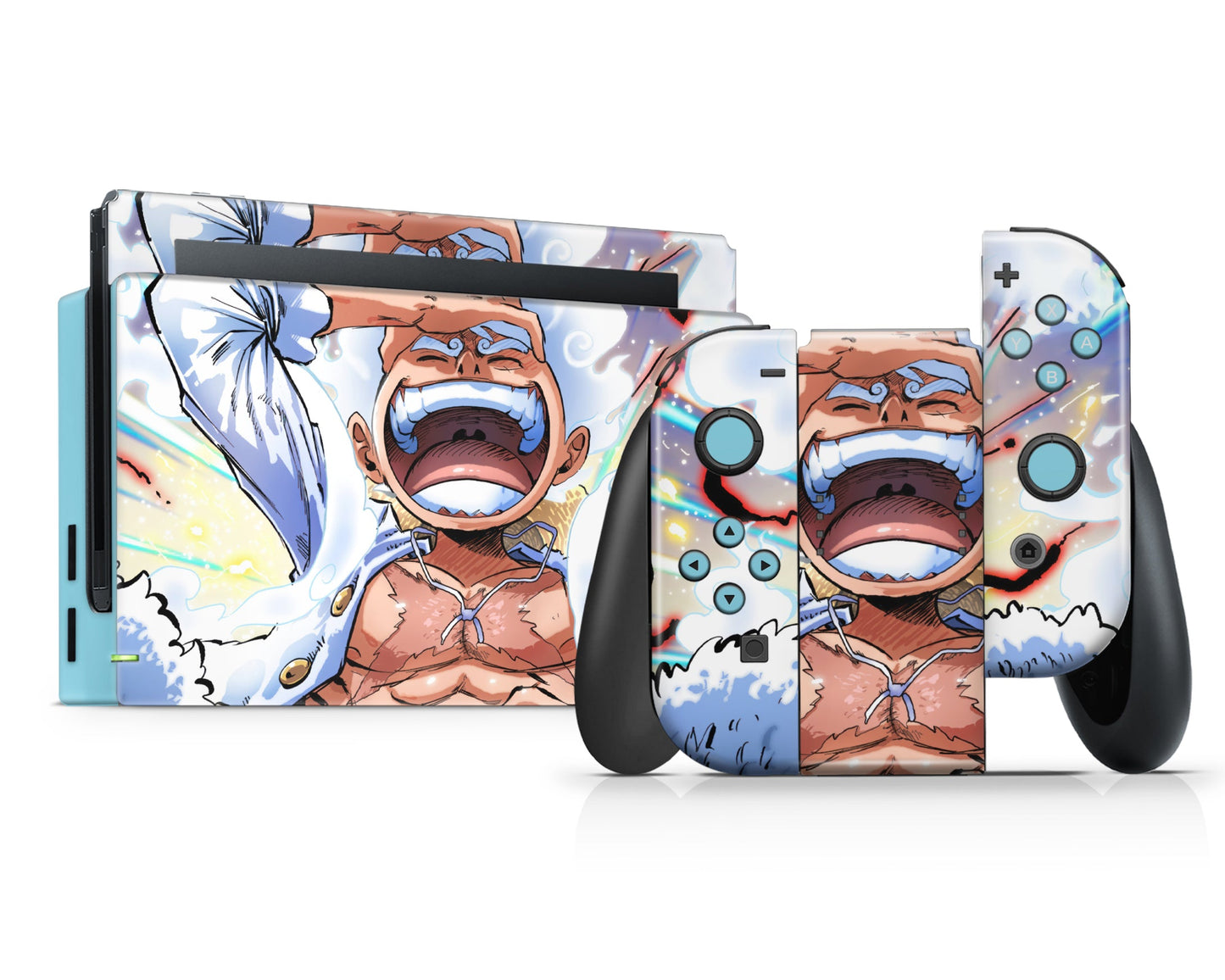 Anime Town Creations Nintendo Switch One Piece Luffy Gear 5 White Vinyl only Skins - Anime One Piece Switch Skin