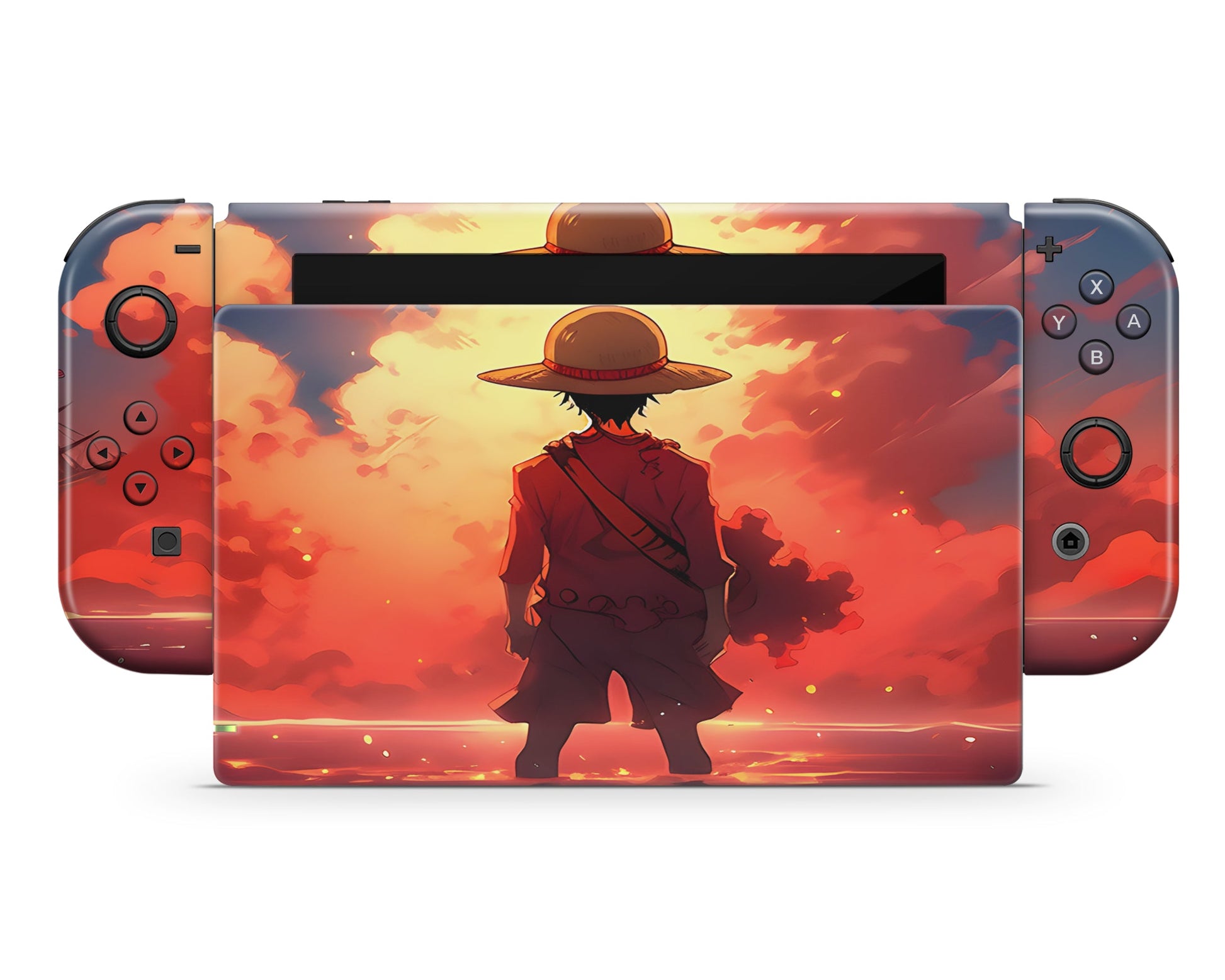 Anime Town Creations Nintendo Switch One Piece Luffy Sunset Minimalist Vinyl only Skins - Anime One Piece Switch Skin