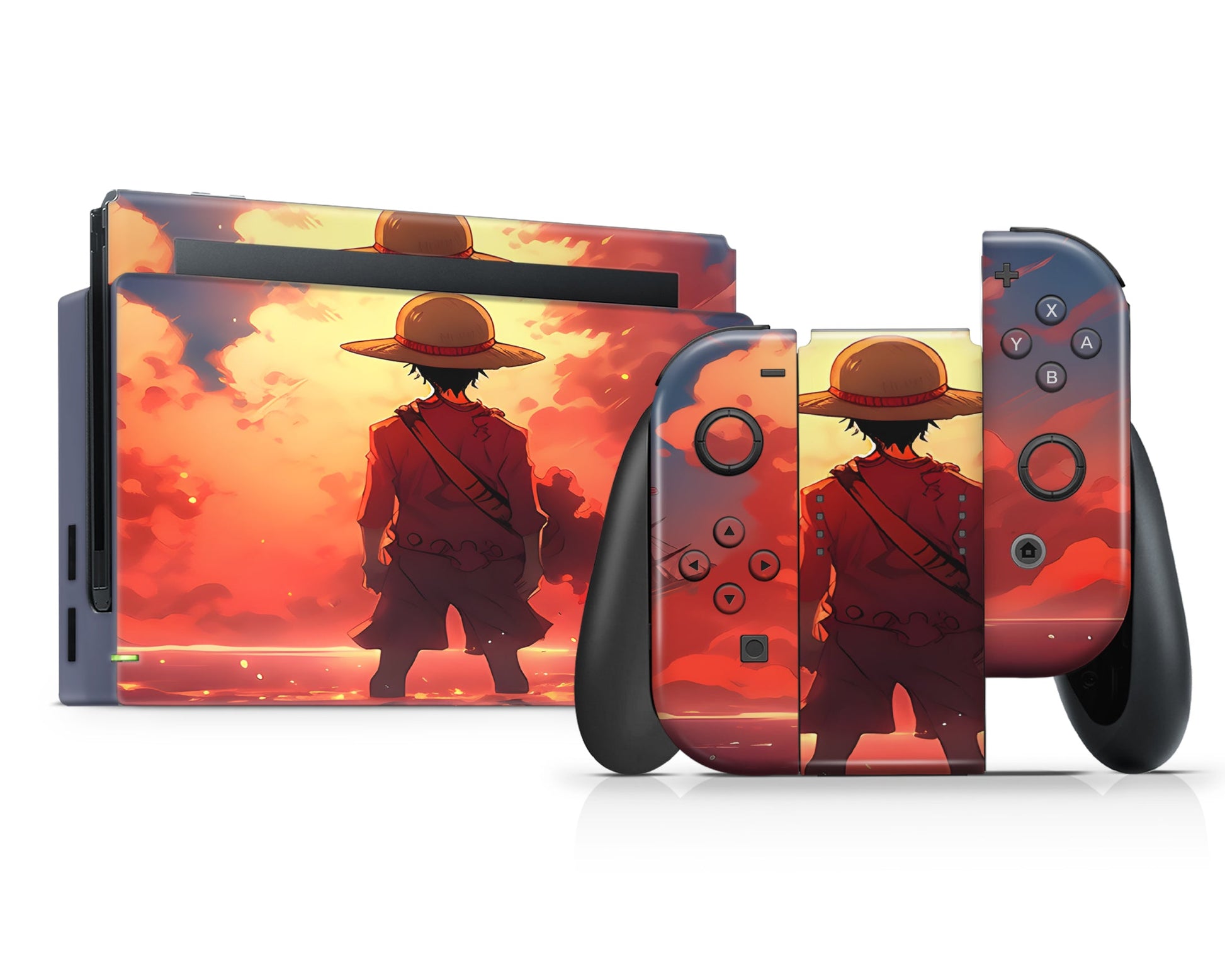 Anime Town Creations Nintendo Switch One Piece Luffy Sunset Minimalist Vinyl only Skins - Anime One Piece Switch Skin