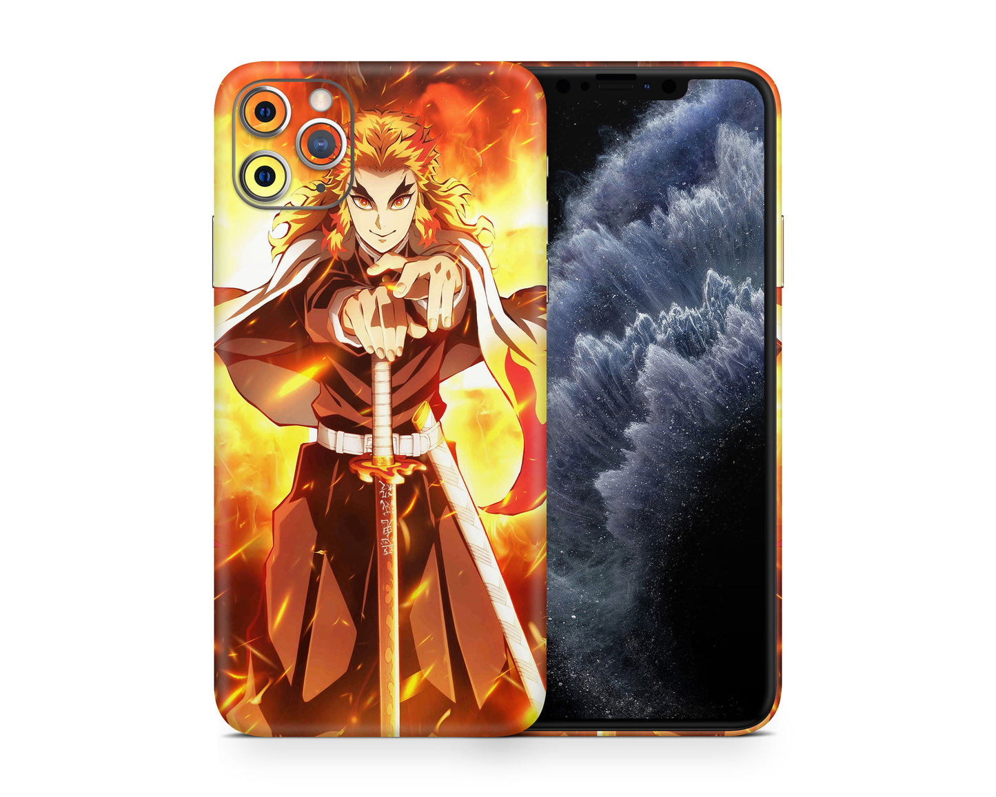 Anime Town Creations iPhone Demon Slayer Rengoku Flame Breathing iPhone 15 Pro Max Skins - Anime Demon Slayer iPhone Skin