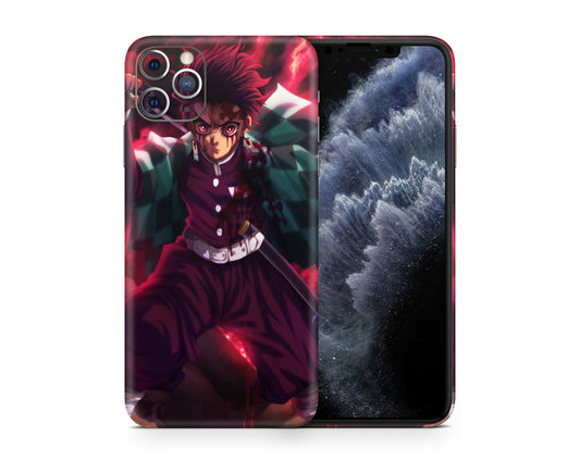 Anime Town Creations iPhone Demon Slayer Tanjiro Art Red iPhone 15 Pro Max Skins - Anime Demon Slayer iPhone Skin