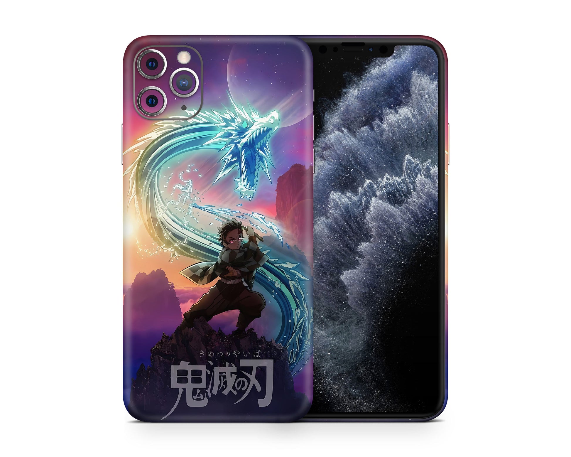 Anime Town Creations iPhone Demon Slayer Tanjiro Water Breathing iPhone 15 Pro Max Skins - Anime Demon Slayer iPhone Skin