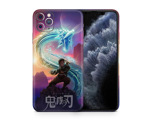 Anime Town Creations iPhone Demon Slayer Tanjiro Water Breathing iPhone 15 Pro Max Skins - Anime Demon Slayer iPhone Skin