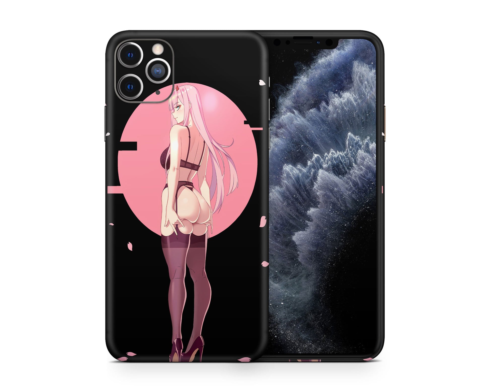 Anime Town Creations iPhone Zero Two Hot Pink iPhone 15 Pro Max Skins - Anime Darling in the Franxx iPhone Skin