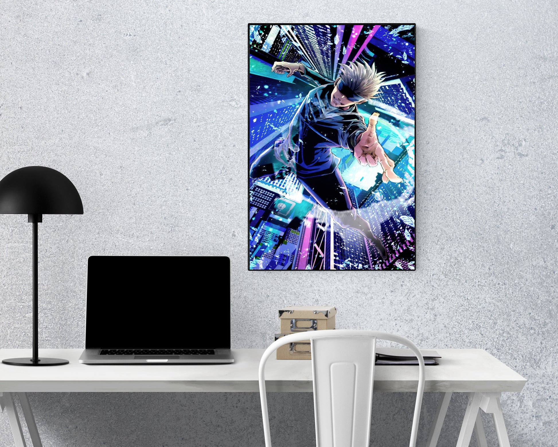 Anime Town Creations Poster Jujutsu Kaisen Satoru Gojo Cityscape 5" x 7" Home Goods - Anime Jujutsu Kaisen Poster