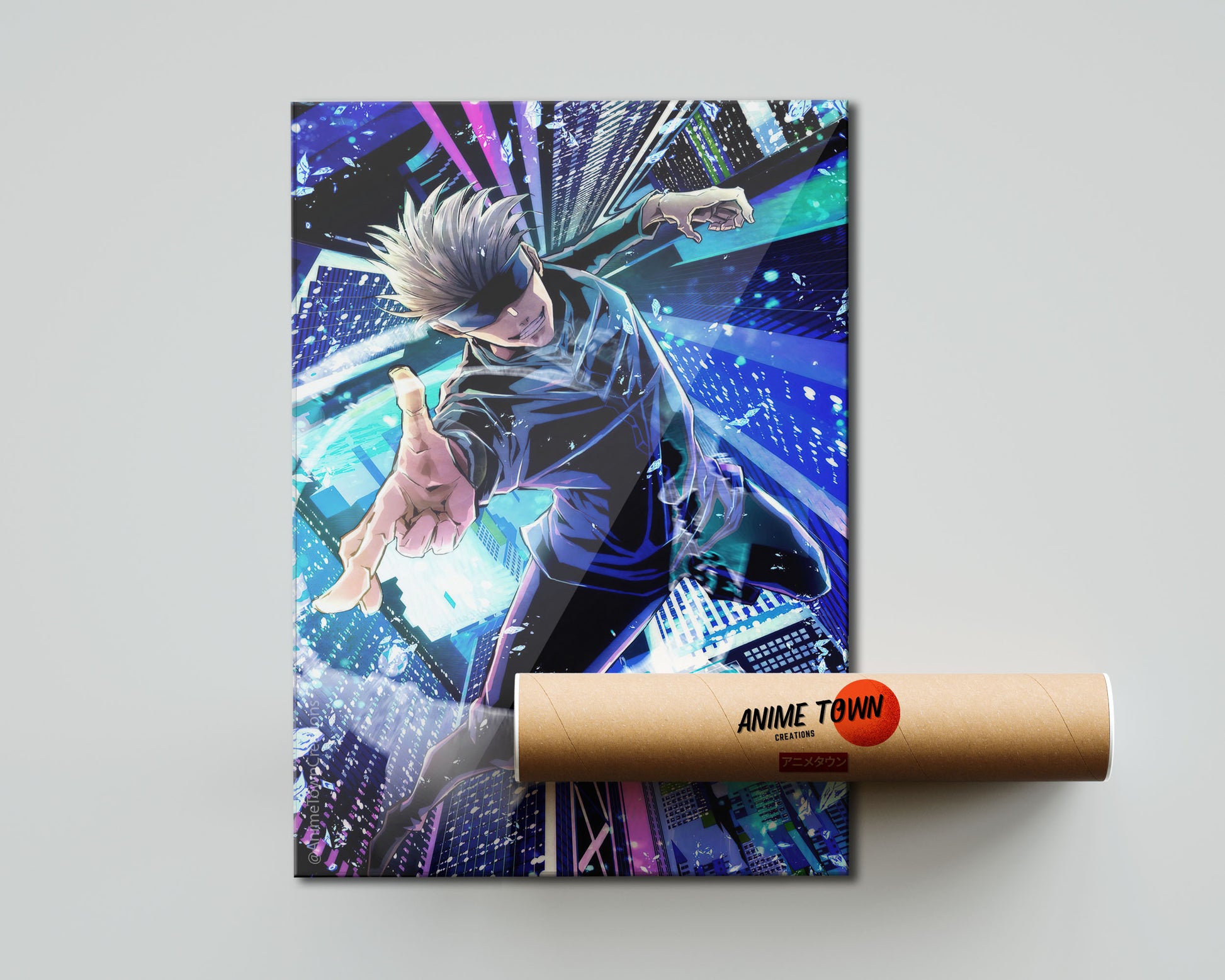 Anime Town Creations Poster Jujutsu Kaisen Satoru Gojo Cityscape 5" x 7" Home Goods - Anime Jujutsu Kaisen Poster