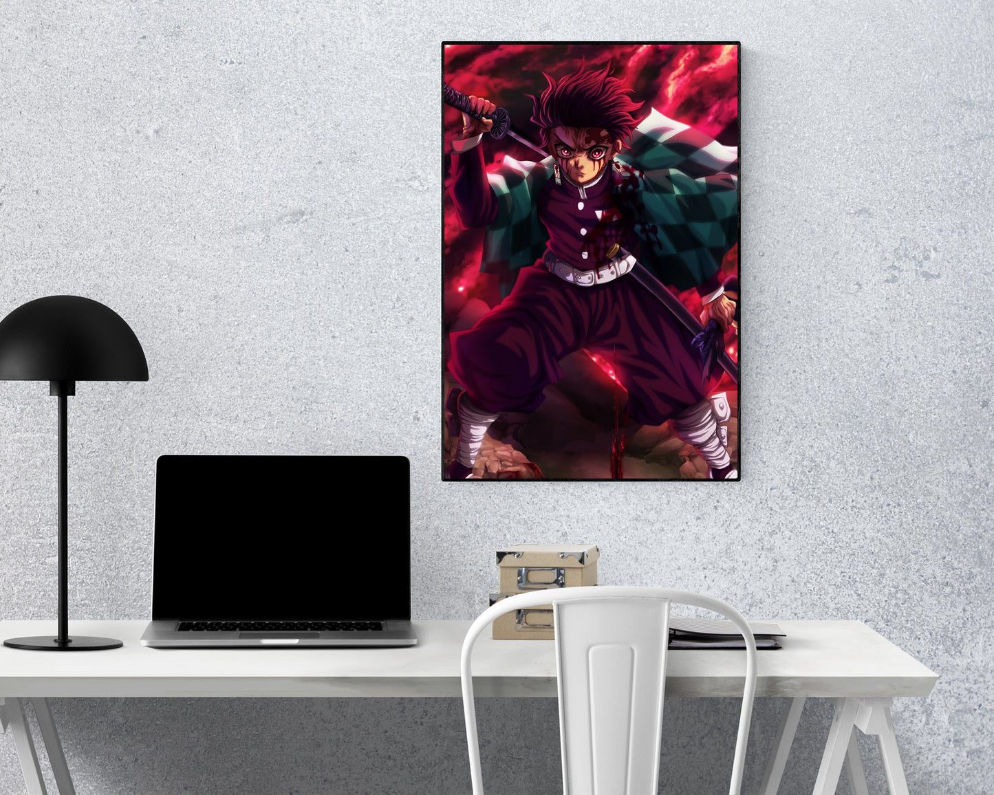 Anime Town Creations Poster Demon Slayer Tanjiro Art Red 5" x 7" Home Goods - Anime Demon Slayer Poster