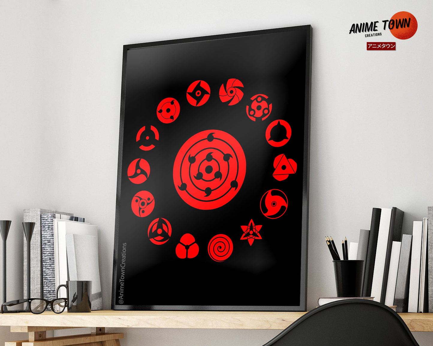 Anime Town Creations Poster Sharingan Eye Pattern 11" x 17" Home Goods - Anime Naruto Poster