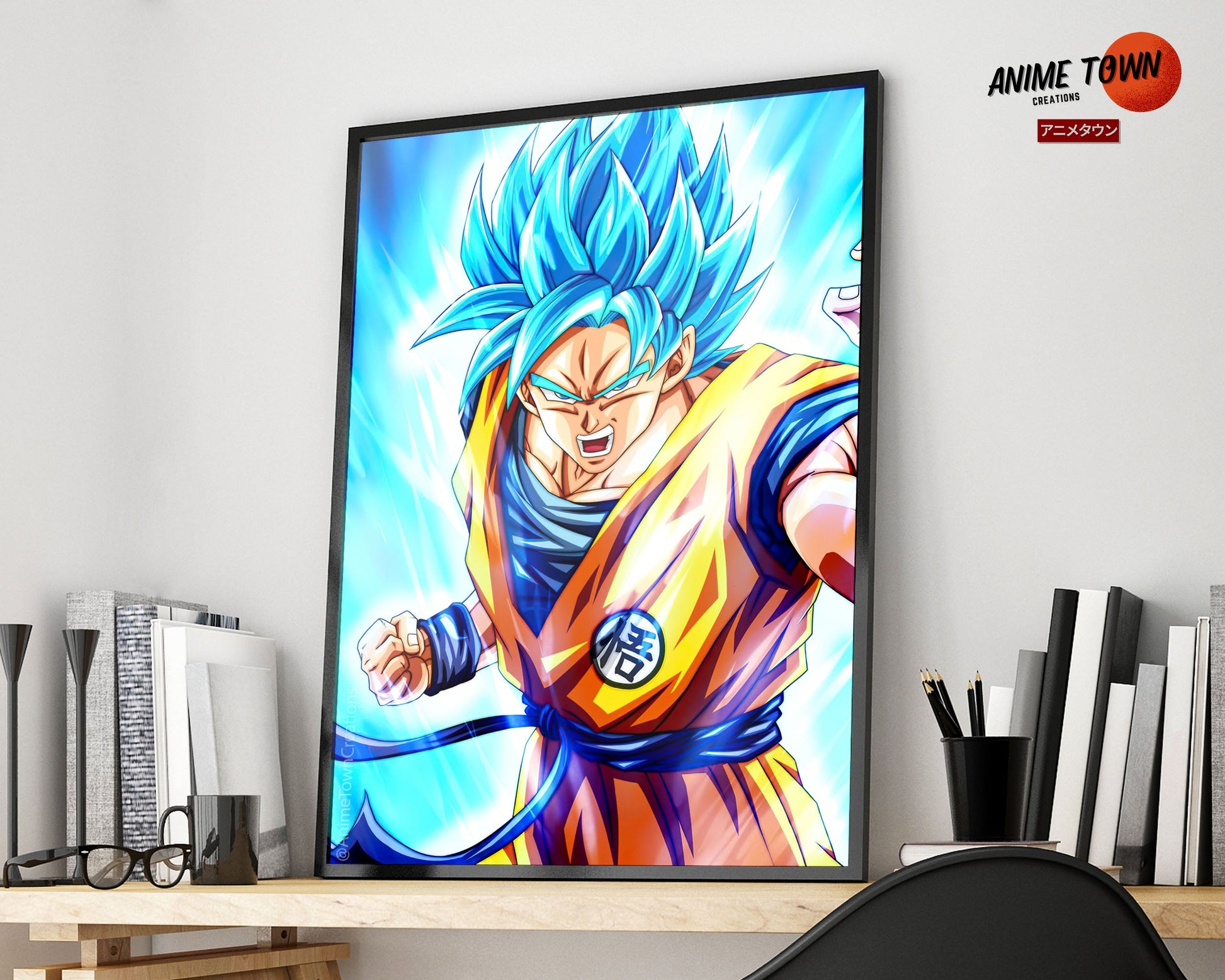 Anime Town Creations Poster Dragon Ball Goku Super Saiyan Blue 11" x 17" Home Goods - Anime Dragon Ball Poster