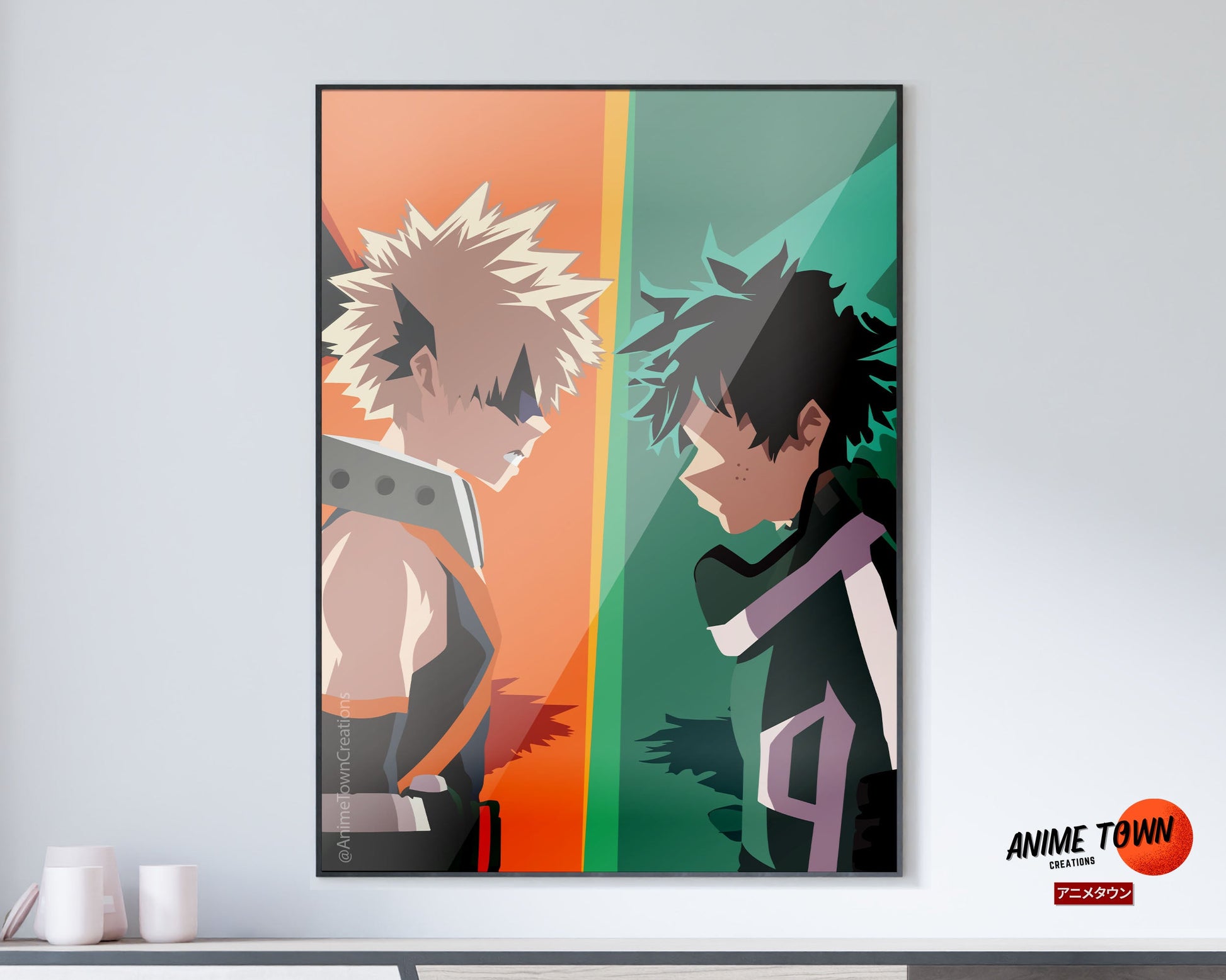 Anime Town Creations Poster My Hero Academia Izuku Midoriya vs Katsuki Bakugo 11" x 17" Home Goods - Anime My Hero Academia Poster