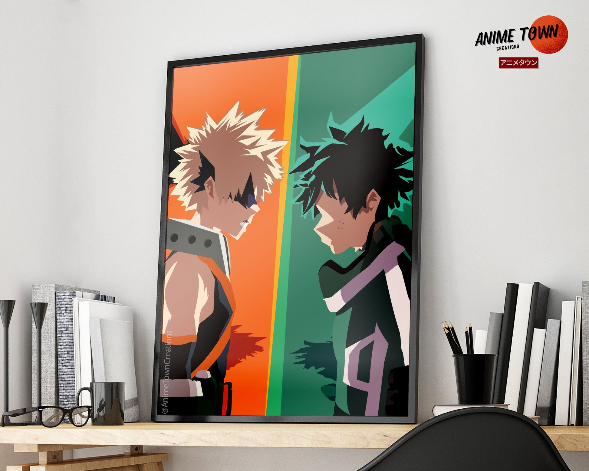 Anime Town Creations Poster My Hero Academia Izuku Midoriya vs Katsuki Bakugo 11" x 17" Home Goods - Anime My Hero Academia Poster