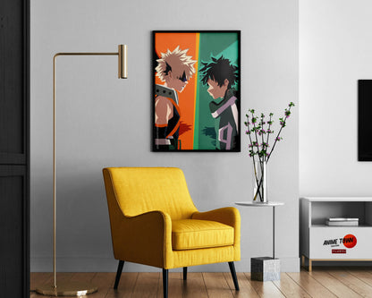 Anime Town Creations Poster My Hero Academia Izuku Midoriya vs Katsuki Bakugo 11" x 17" Home Goods - Anime My Hero Academia Poster