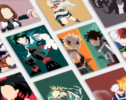 AnimeTown Poster Set My Hero Academia Minimalist Wall Collage 5" x 7" Home Goods - Anime My Hero Academia Poster Set