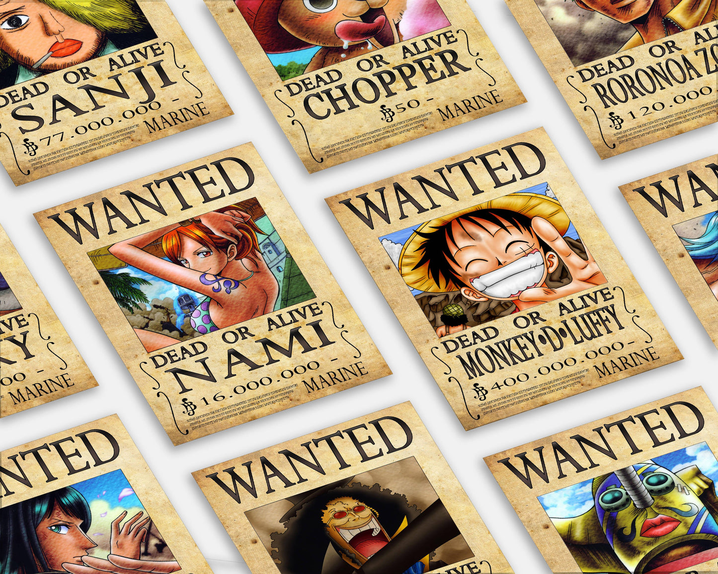 AnimeTown Poster Set One Piece Wanted 18" x 24" Home Goods - Anime One Piece  Poster Set