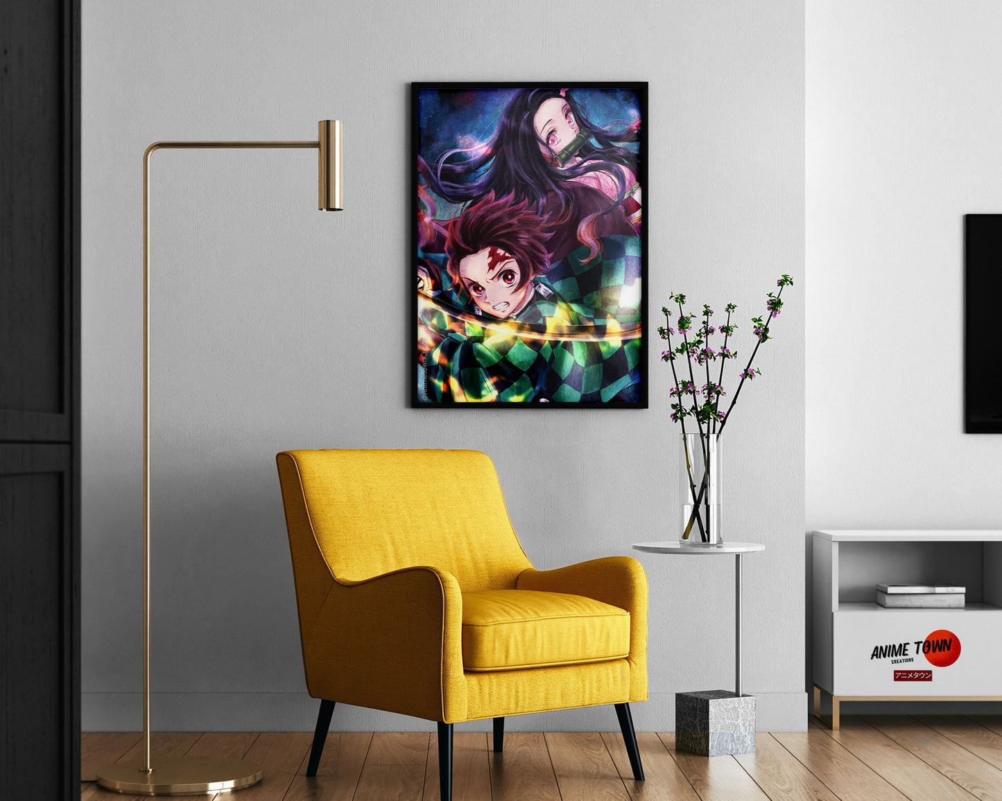 Anime Town Creations Poster Demon Slayer Artistic Tanjiro and Nezuko 11" x 17" Home Goods - Anime Demon Slayer Poster