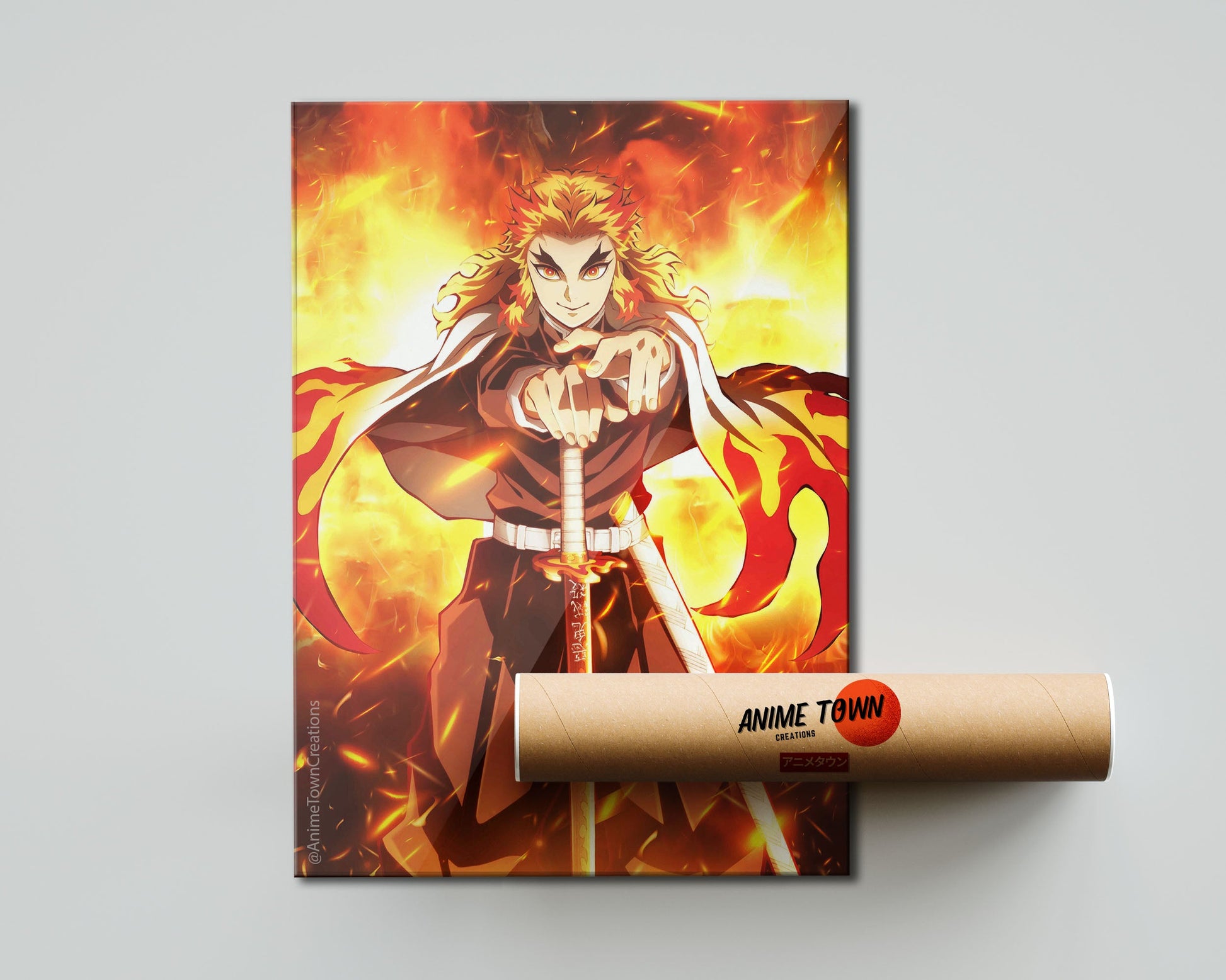 Anime Town Creations Poster Demon Slayer Rengoku Flame Breathing 5" x 7" Home Goods - Anime Demon Slayer Poster