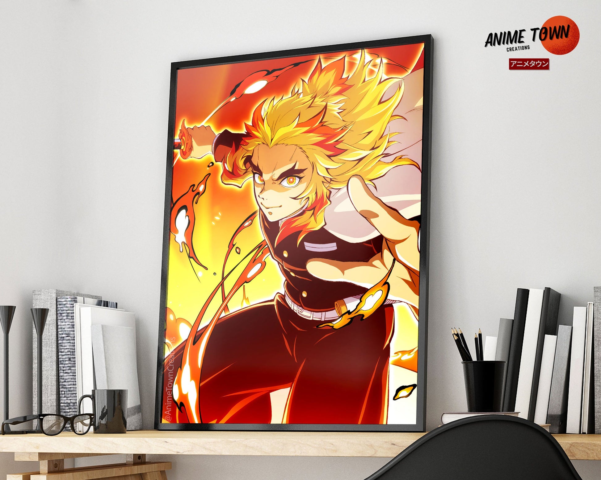Anime Town Creations Poster Demon Slayer Rengoku Kyojuro 11" x 17" Home Goods - Anime Demon Slayer Poster