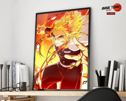 Anime Town Creations Poster Demon Slayer Rengoku Kyojuro 5" x 7" Home Goods - Anime Demon Slayer Poster