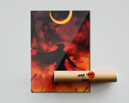 Anime Town Creations Poster Demon Slayer Rengoku Kyojuro Moonlight 5" x 7" Home Goods - Anime Demon Slayer Poster