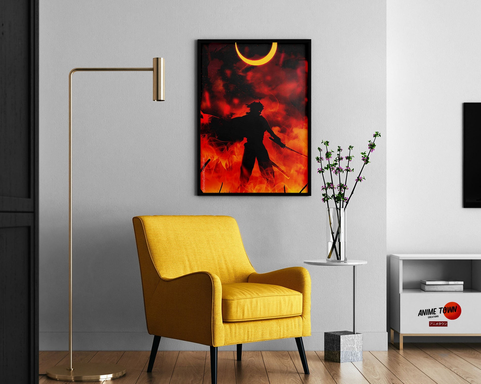 Anime Town Creations Poster Demon Slayer Rengoku Kyojuro Moonlight 11" x 17" Home Goods - Anime Demon Slayer Poster