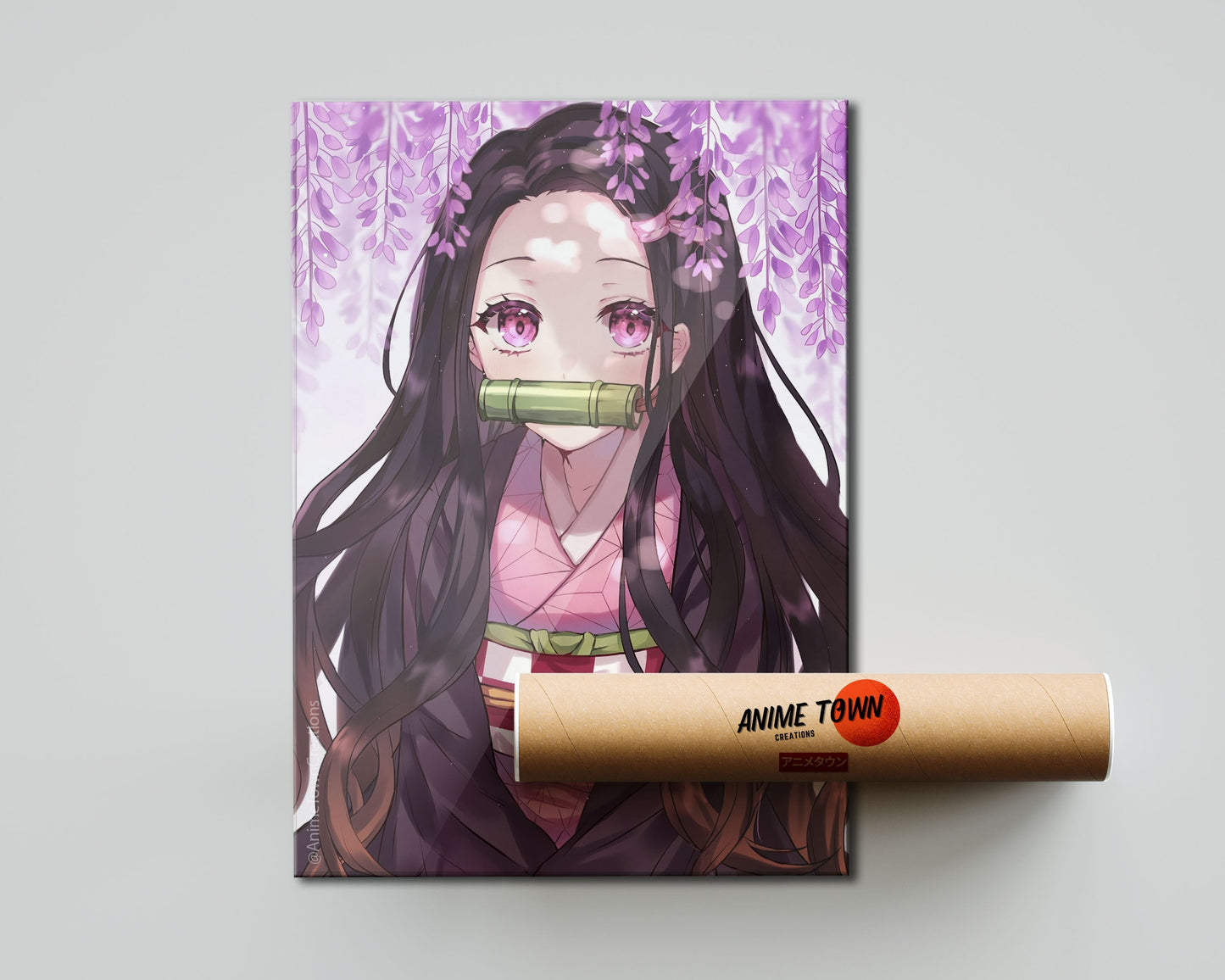 Anime Town Creations Poster Demon Slayer Nezuko Cherry Blossom Pink 5" x 7" Home Goods - Anime Demon Slayer Poster