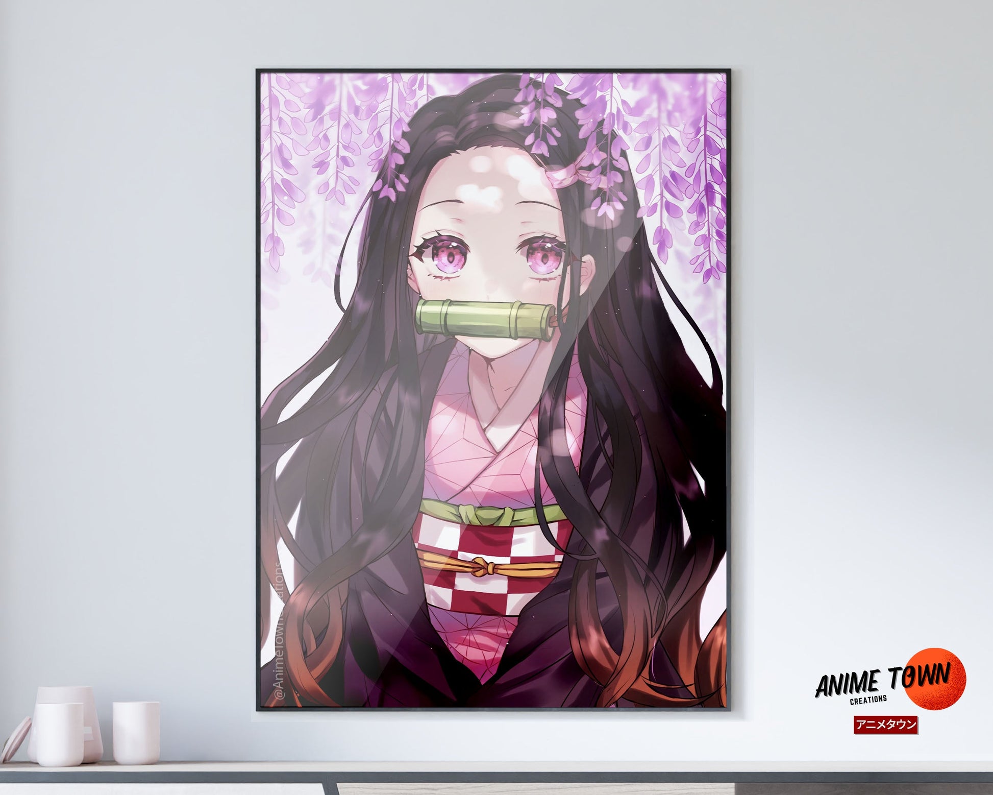 Anime Town Creations Poster Demon Slayer Nezuko Cherry Blossom Pink 5" x 7" Home Goods - Anime Demon Slayer Poster