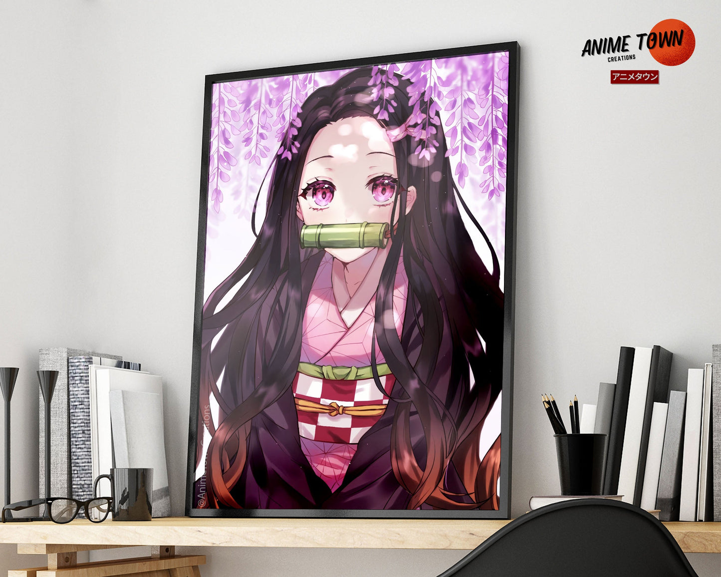 Anime Town Creations Poster Demon Slayer Nezuko Cherry Blossom Pink 11" x 17" Home Goods - Anime Demon Slayer Poster