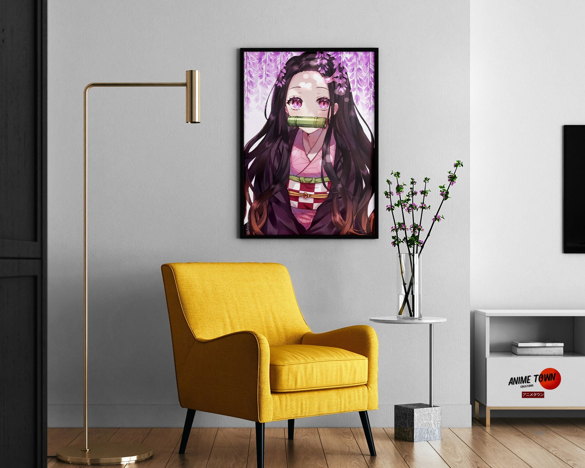 Anime Town Creations Poster Demon Slayer Nezuko Cherry Blossom Pink 11" x 17" Home Goods - Anime Demon Slayer Poster