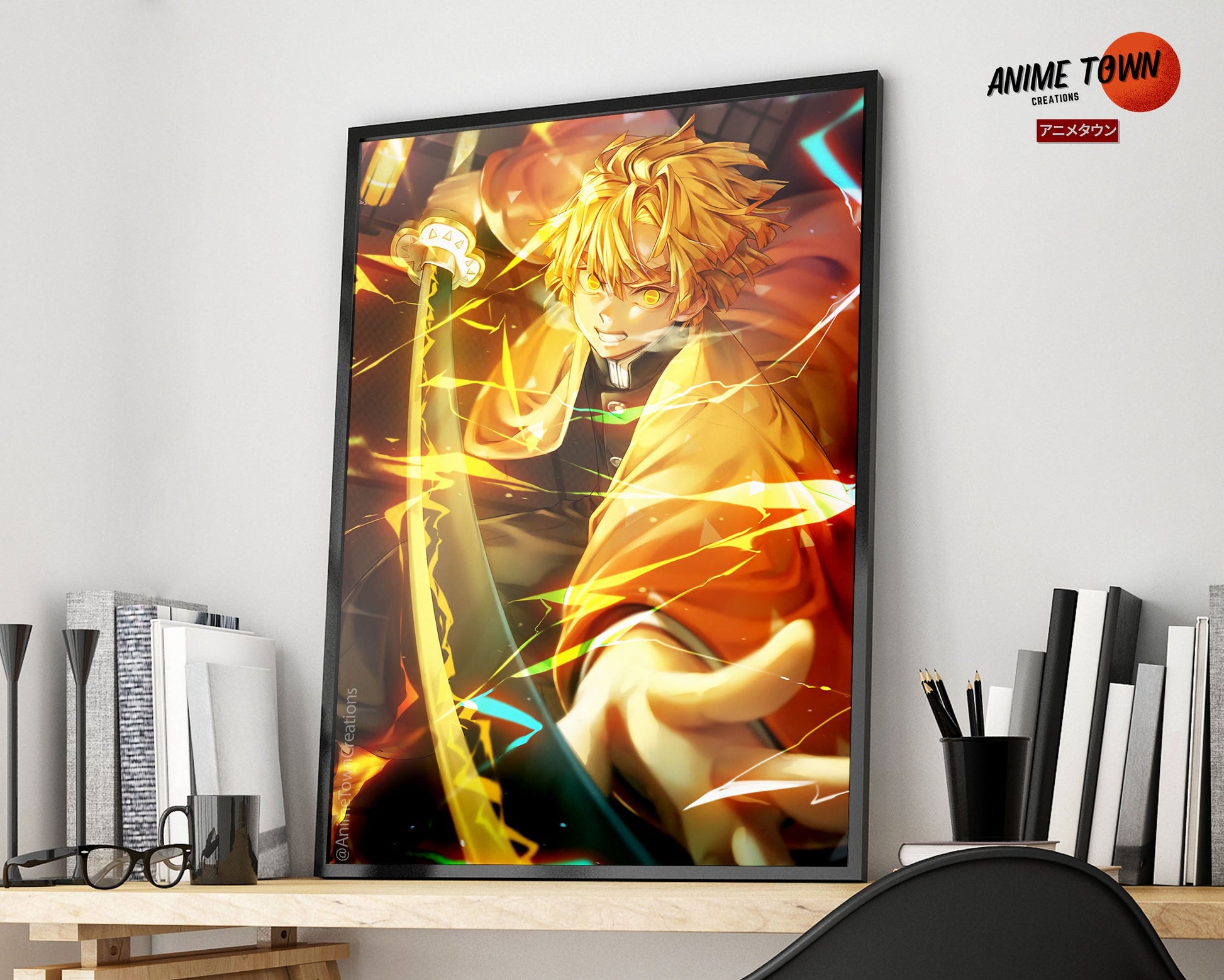 Anime Town Creations Poster Demon Slayer Zenitsu Agatsuma 11" x 17" Home Goods - Anime Demon Slayer Poster