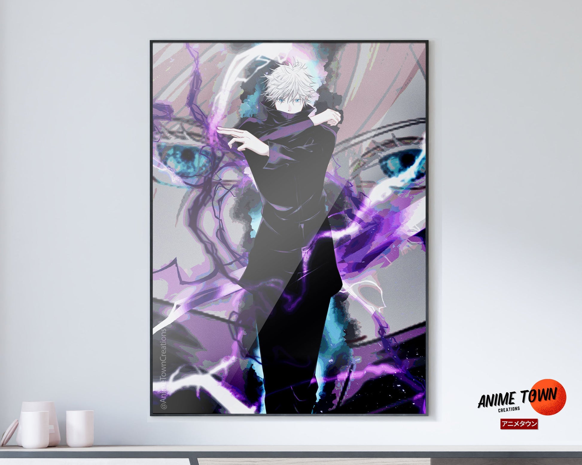 Anime Town Creations Poster Jujutsu Kaisen Satoru Gojo Purple 11" x 17" Home Goods - Anime Jujutsu Kaisen Poster