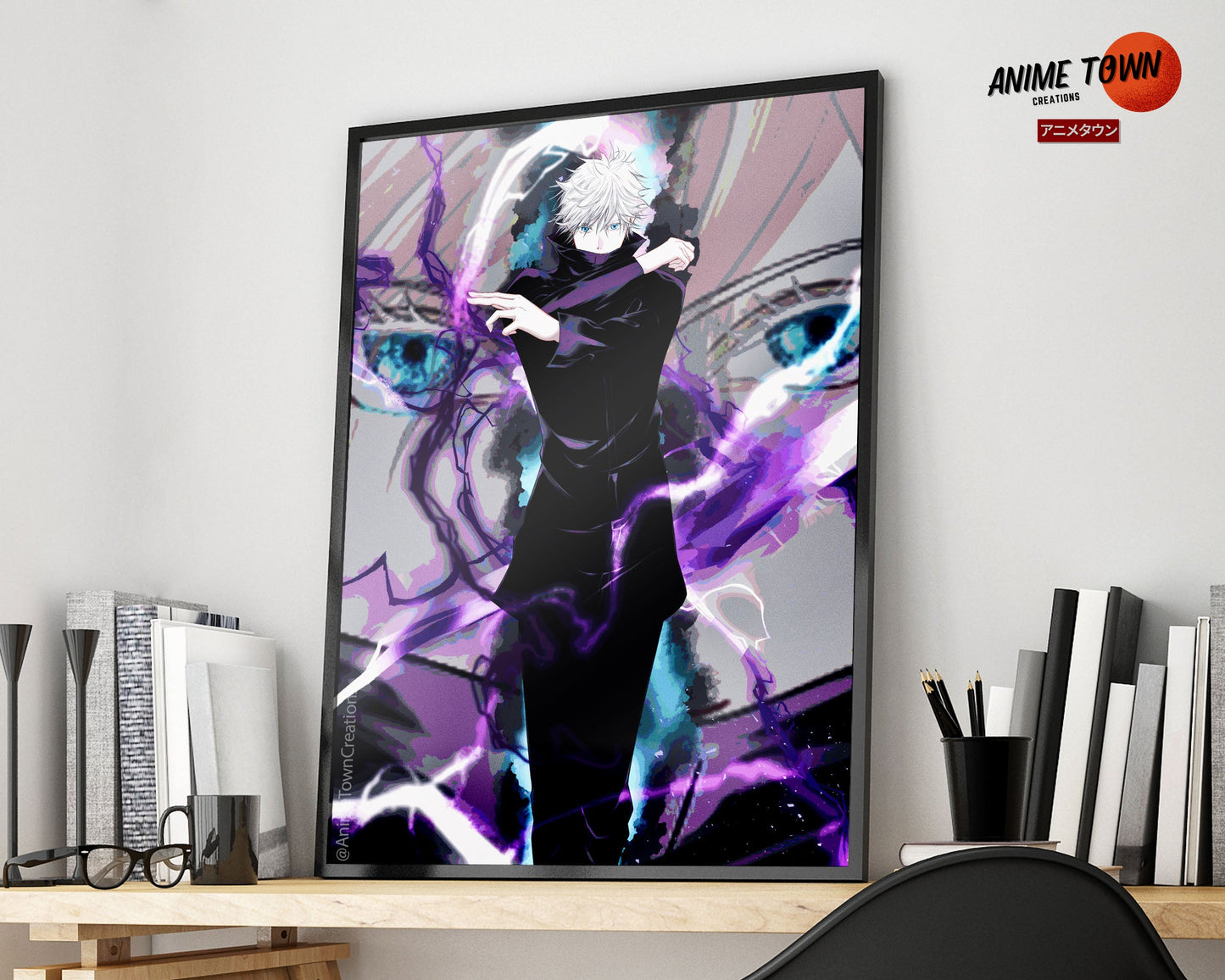 Anime Town Creations Poster Jujutsu Kaisen Satoru Gojo Purple 11" x 17" Home Goods - Anime Jujutsu Kaisen Poster