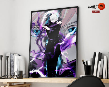 Anime Town Creations Poster Jujutsu Kaisen Satoru Gojo Purple 5" x 7" Home Goods - Anime Jujutsu Kaisen Poster