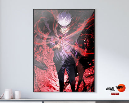 Anime Town Creations Poster Jujutsu Kaisen Satoru Gojo Red 11" x 17" Home Goods - Anime Jujutsu Kaisen Poster