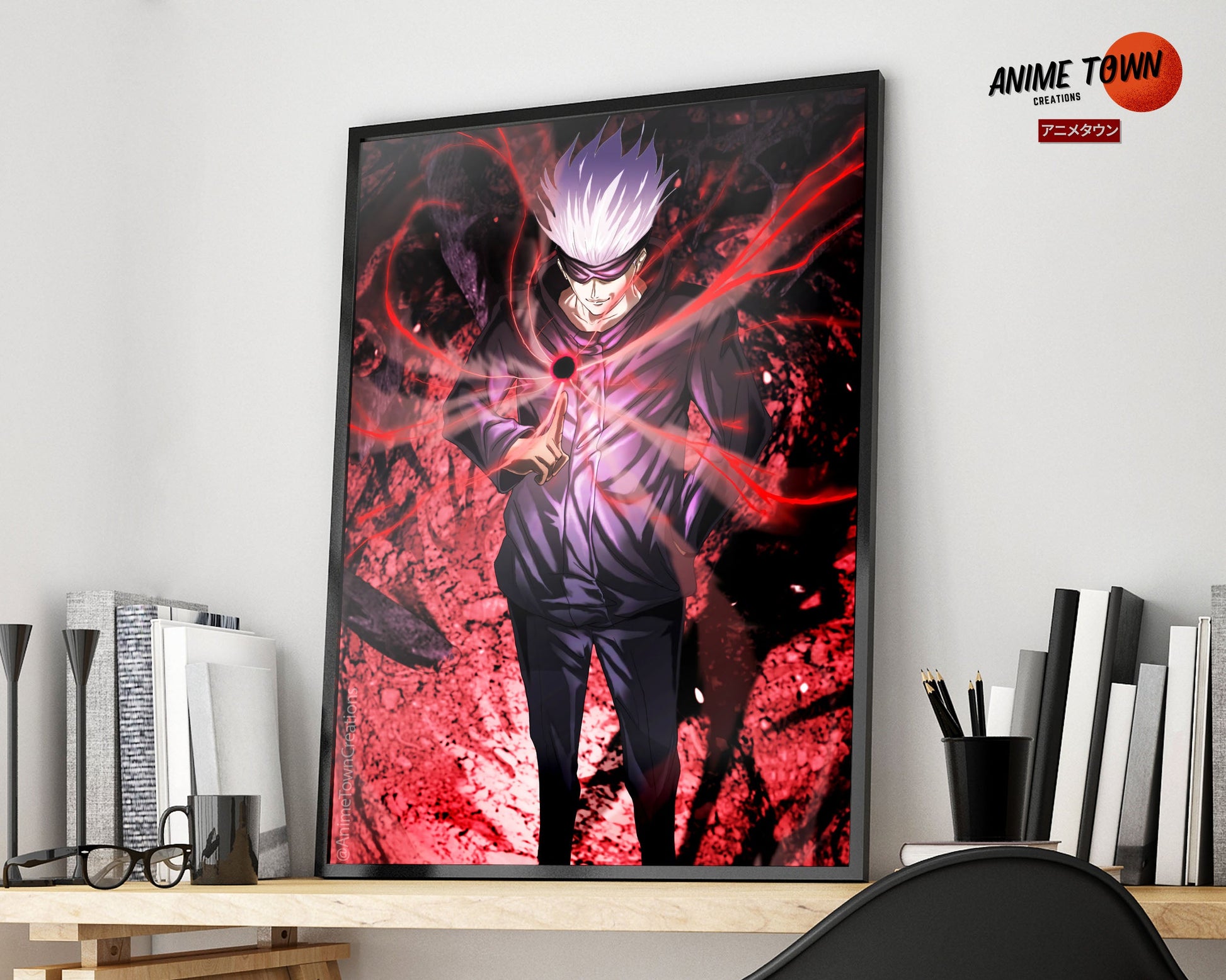 Anime Town Creations Poster Jujutsu Kaisen Satoru Gojo Red 11" x 17" Home Goods - Anime Jujutsu Kaisen Poster