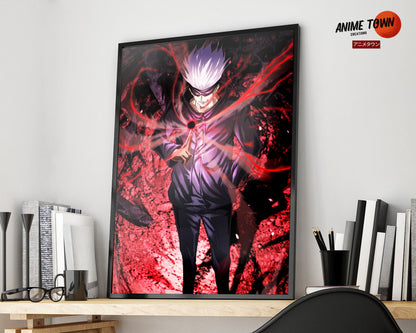 Anime Town Creations Poster Jujutsu Kaisen Satoru Gojo Red 5" x 7" Home Goods - Anime Jujutsu Kaisen Poster
