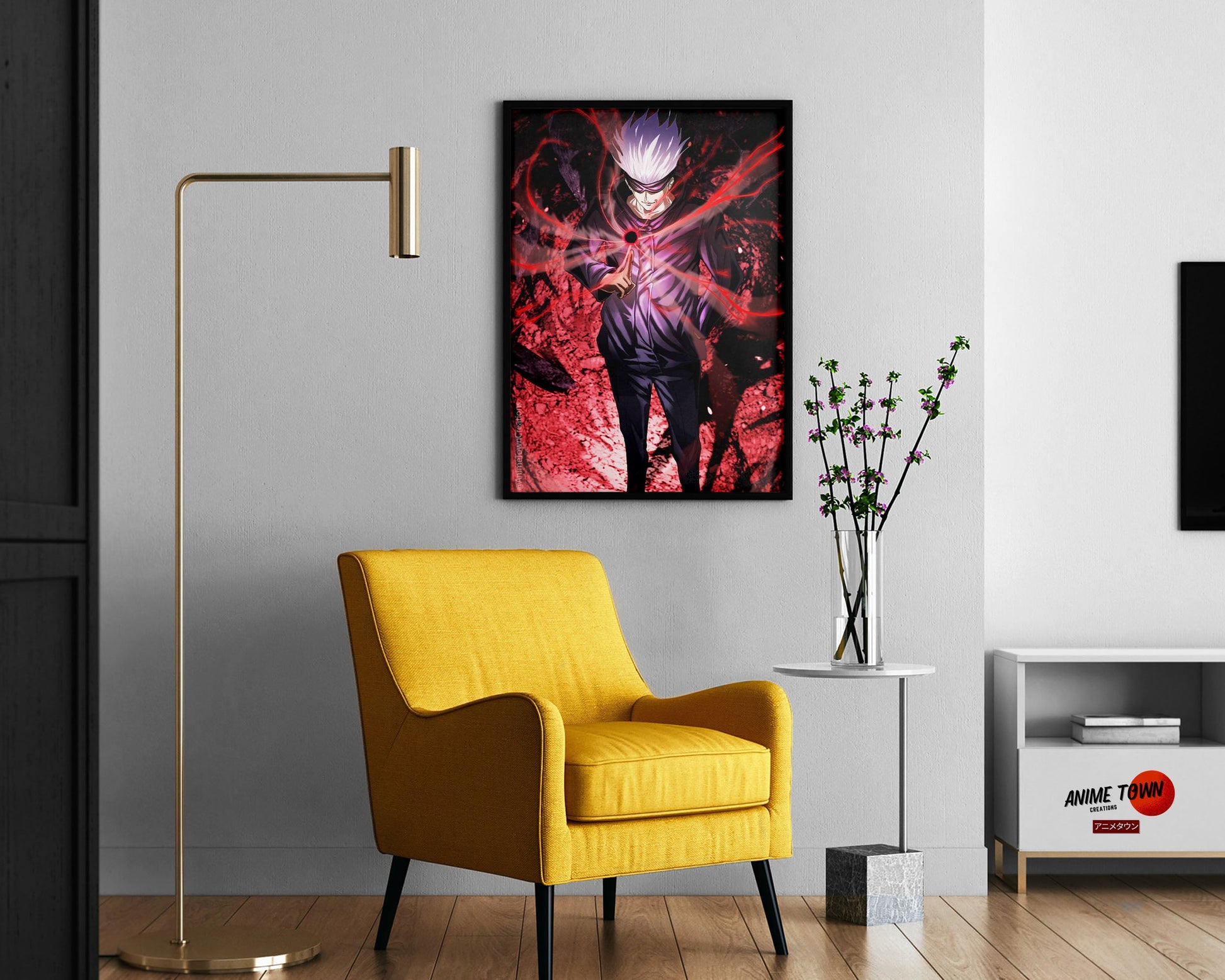 Anime Town Creations Poster Jujutsu Kaisen Satoru Gojo Red 11" x 17" Home Goods - Anime Jujutsu Kaisen Poster