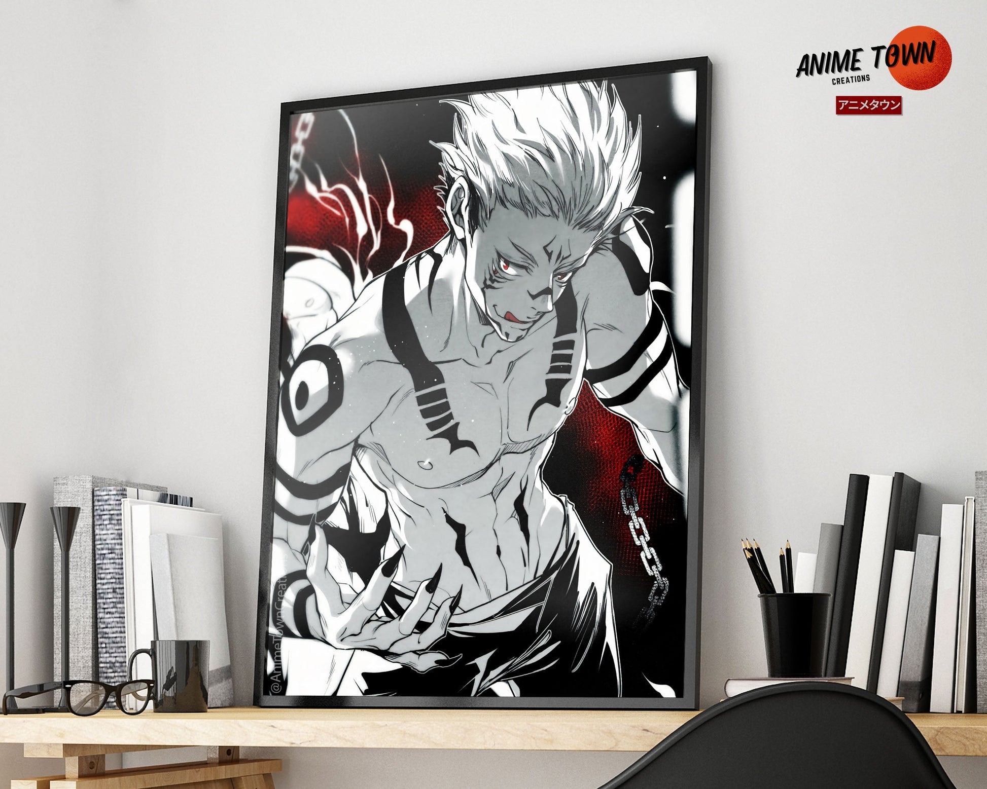 Anime Town Creations Poster Jujutsu Kaisen Sukuna Chains 11" x 17" Home Goods - Anime Jujutsu Kaisen Poster