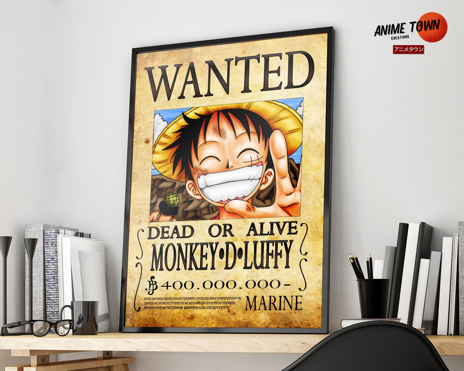 One Piece Luffy Wanted Poster Poster Poster – Anime Town Creations