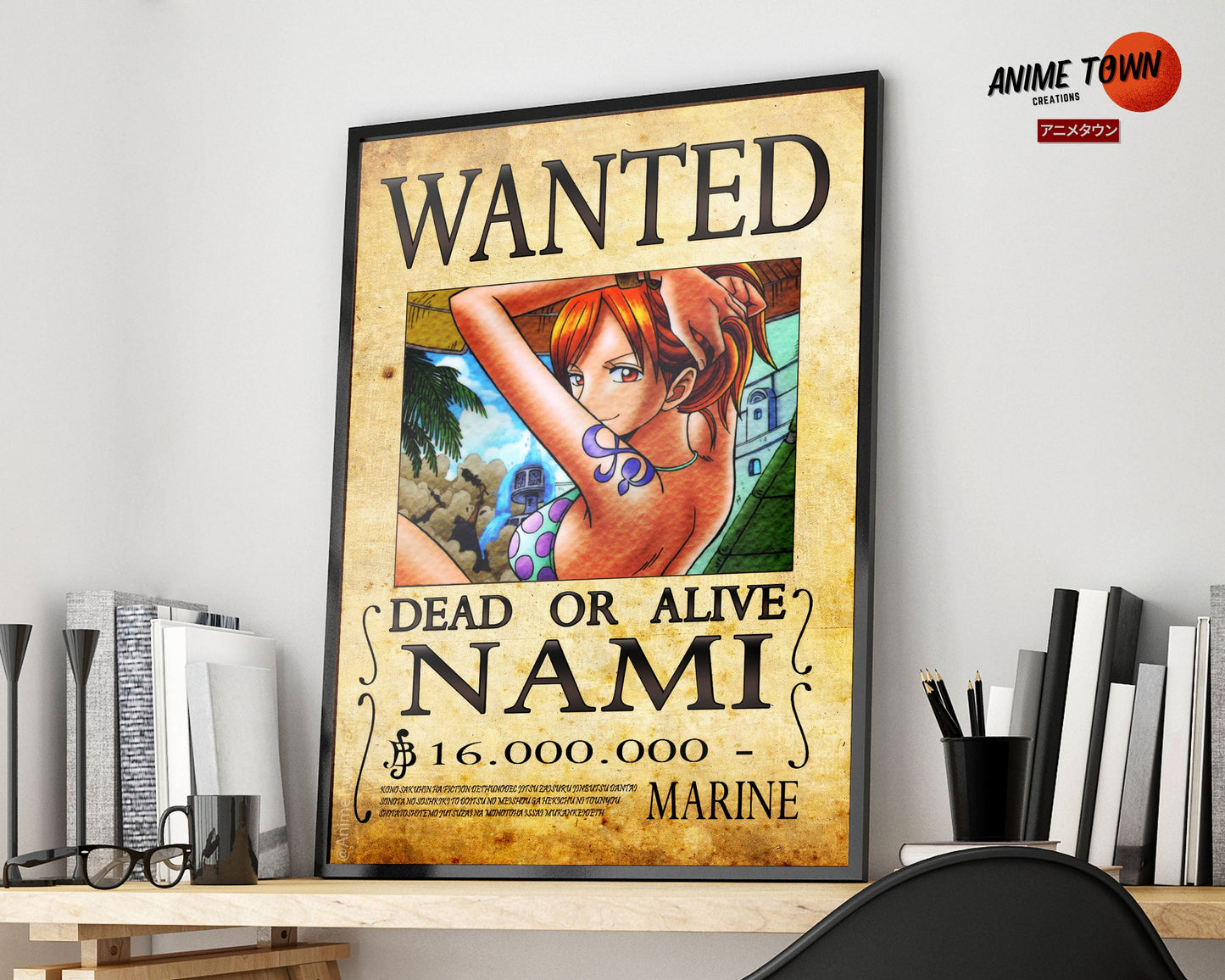 Anime Town Creations Poster One Piece Nami Wanted Poster 11" x 17" Home Goods - Anime One Piece Poster