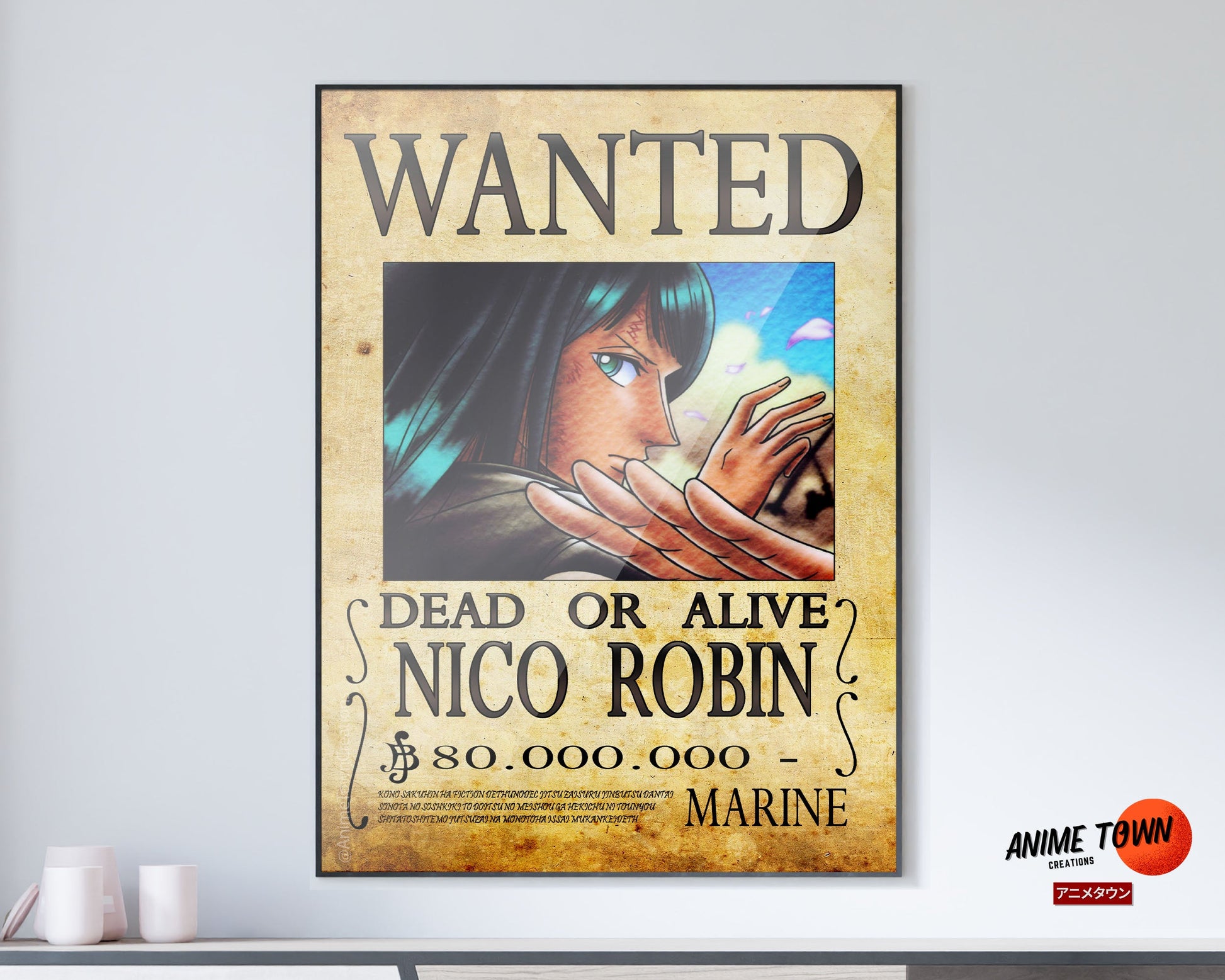 Anime Town Creations Poster One Piece Nico Wanted Poster 11" x 17" Home Goods - Anime One Piece Poster