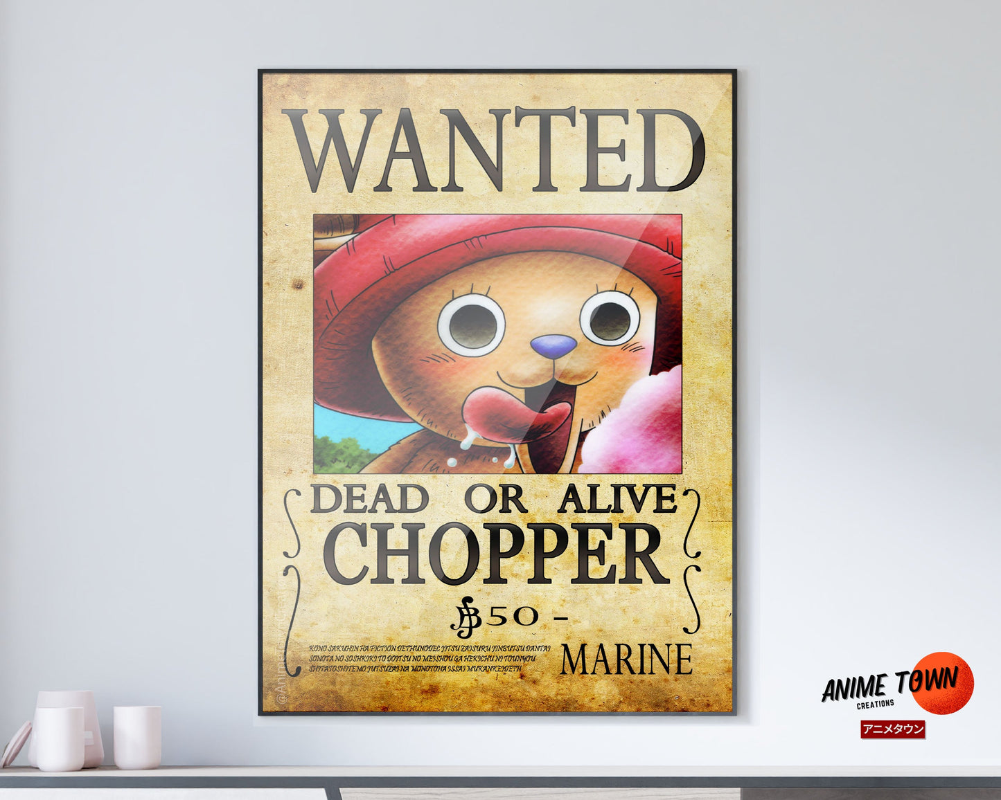 Anime Town Creations Poster One Piece Chopper Wanted Poster 5" x 7" Home Goods - Anime One Piece Poster