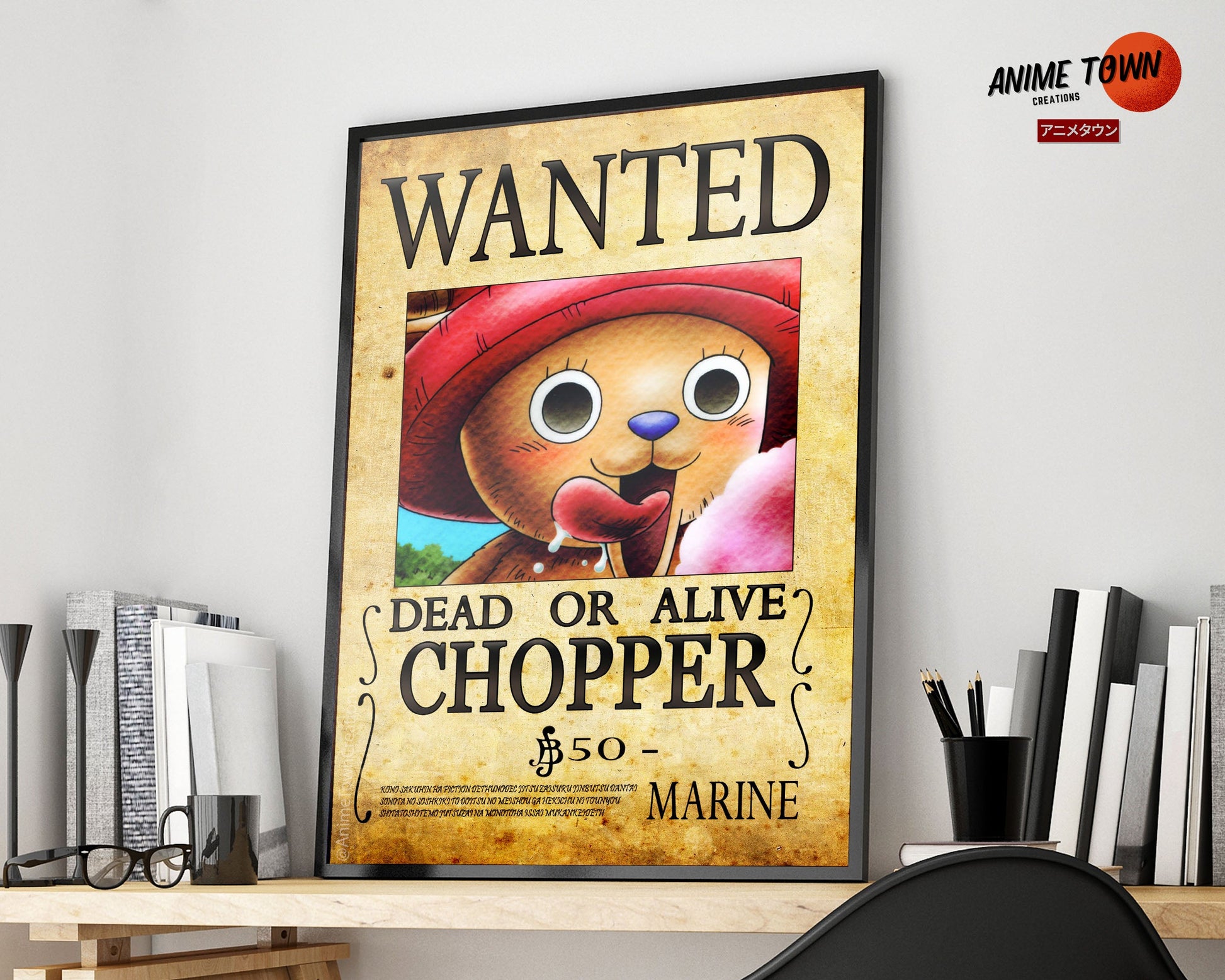 Anime Town Creations Poster One Piece Chopper Wanted Poster 11" x 17" Home Goods - Anime One Piece Poster