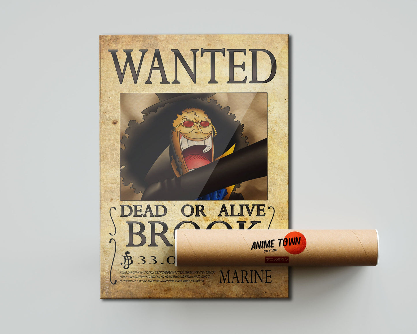 Anime Town Creations Poster One Piece Brook Wanted Poster 5" x 7" Home Goods - Anime One Piece Poster