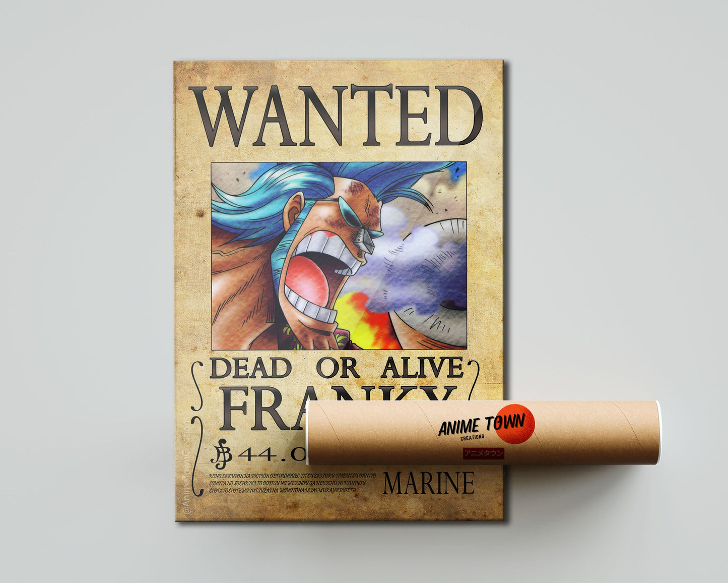 Anime Town Creations Poster One Piece Franky Wanted Poster 5" x 7" Home Goods - Anime One Piece Poster